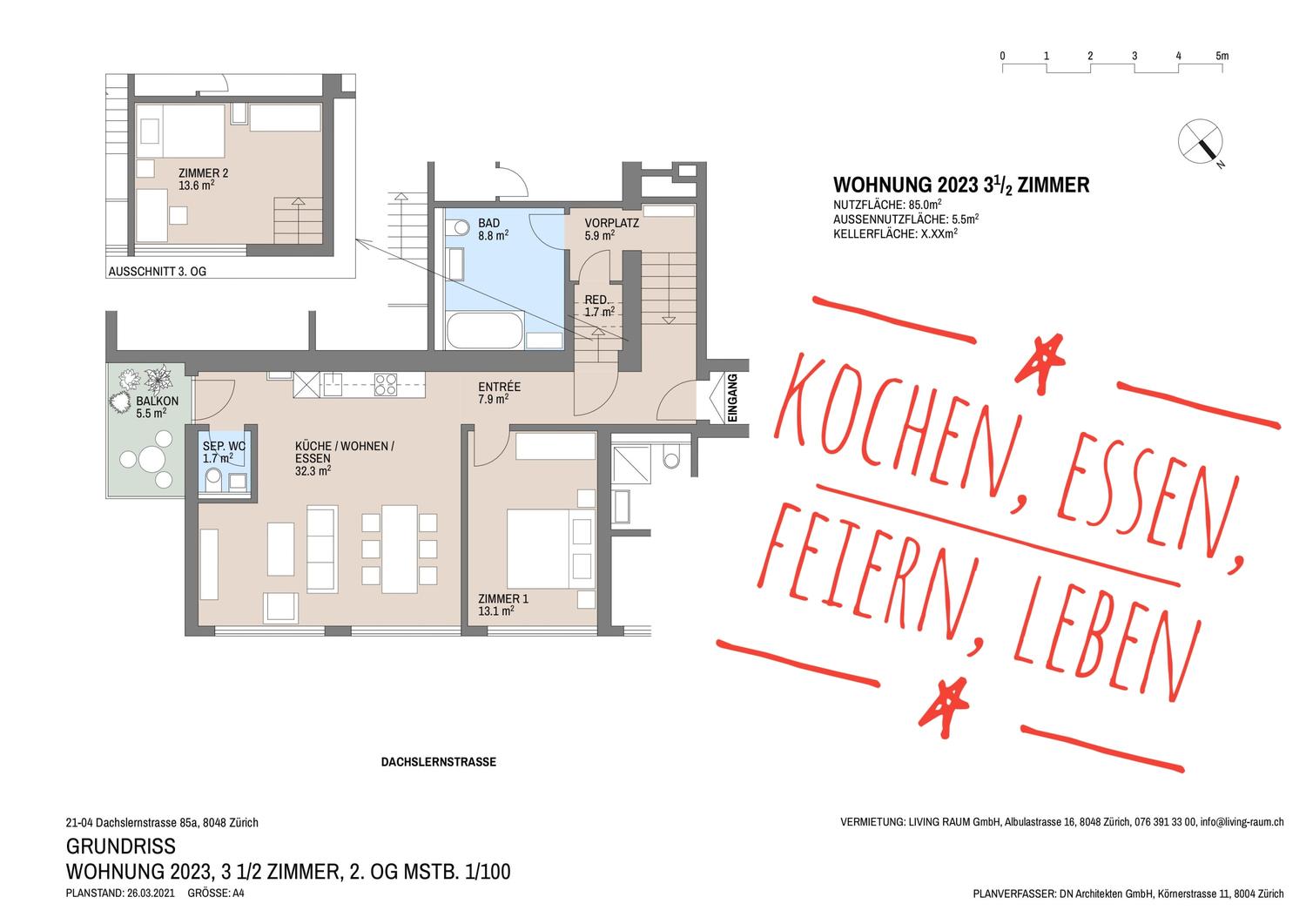 ERSTVERMIETUNG ♥ 32.3 m² Wohn-/Esszimmer - aussergewöhnlicher Grundriss