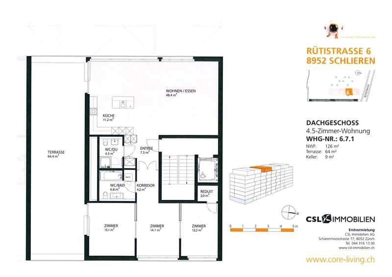 Attraktive Attikawohnung mit Riesenterrasse Nähe Bahnhof Schlieren